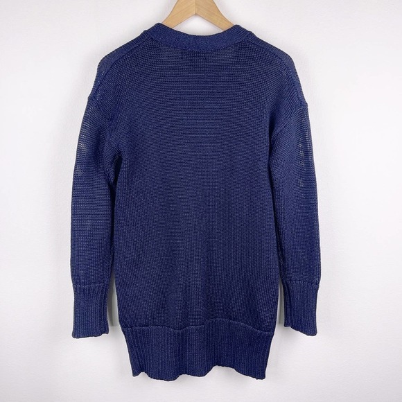 Banana Republic Metallic Navy Blue Boyfriend Cardigan Longline Women's Medium - Picture 3 of 8